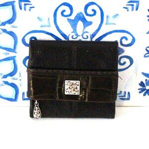 BRIGHTON FOLDING WALLET - BROWN/BLACK LEATHER